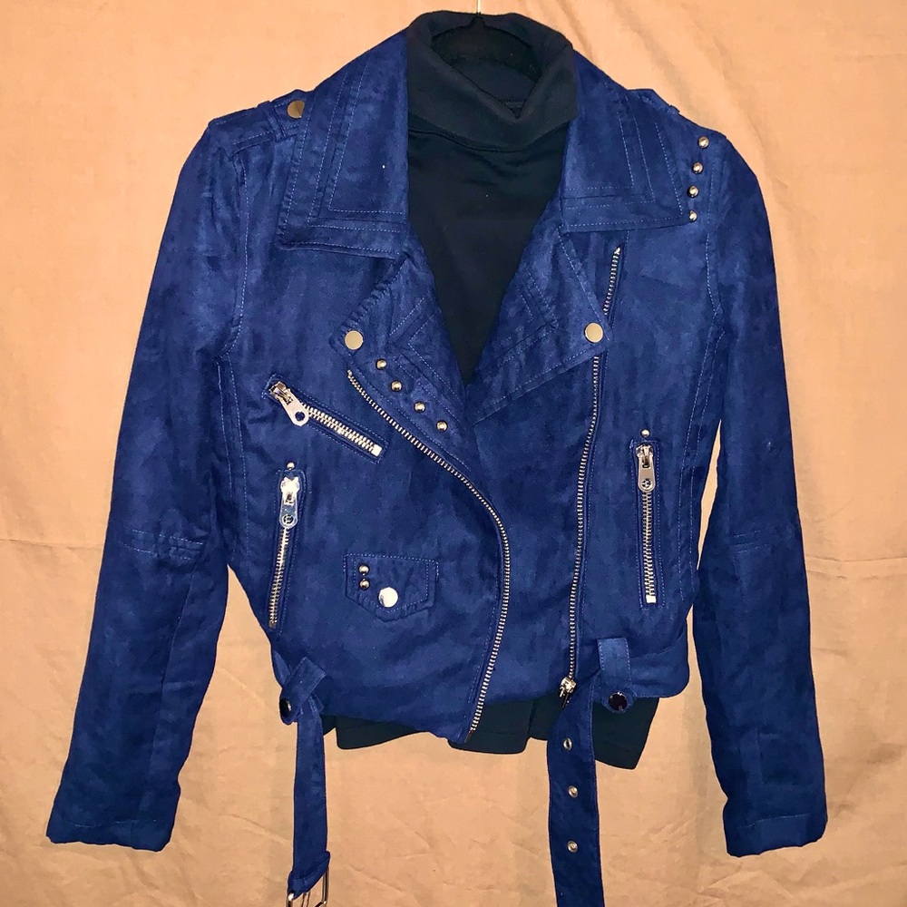 Suede Blue Biker Jacket
